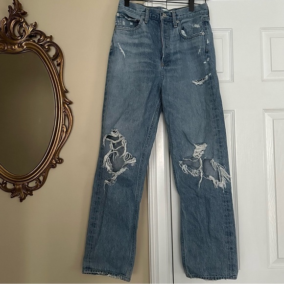 AGOLDE 90’s Jean Intentionally Distressed Button Fly Loose Fit No. A069C-811 - Picture 1 of 16
